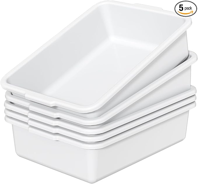 Readsky 8 Liter Commercial Plastic Bus Box 5 Packs Plastic Restaurant Bus Tubs