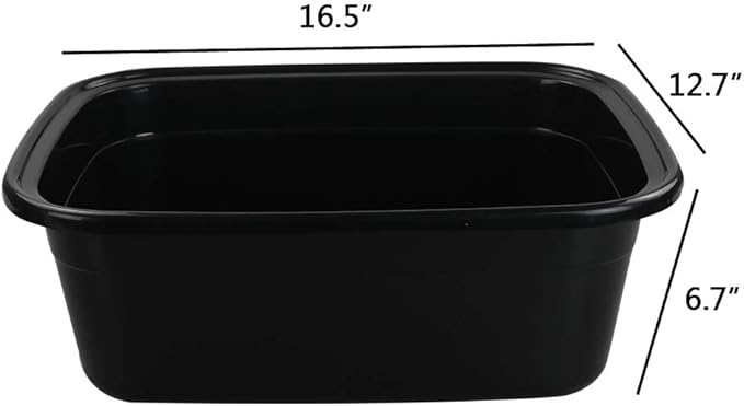 Jekiyo 16 Quart Dish Pan Black Plastic Dish Tubs 3 Packs