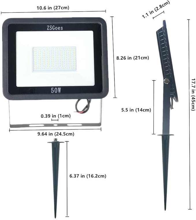 2 Pack Cool White 50W LED Flood Light Outdoor Waterproof IP65 Wall Security Landscape Lamp Home Square Yard Garage Street Pathway Spike Stand Low Voltage 12V 24V 36V 48V 60V DC AC