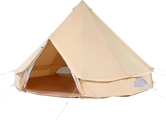 VEVOR Canvas Tent Bell Yurt 4 Seasons for Camping with Stove Jack Breathable Holds up to 4 People Family Camping Outdoor Hunting Party