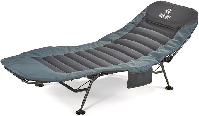 Guide Gear Ultimate Comfort Padded Camping Cot 400-lb. Capacity for Camping Fishing or by The Beach and Swimming Pool Blue