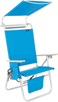 17 Inches High Seat Big Tycoon Aluminum Tall Beach Chair with Canopy for Adults 4 Reclining Positions Drink Holder Storage Pouch