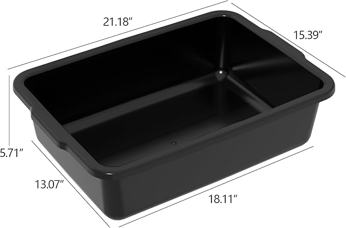 6 Pack Large Plastic Utility Bus Trays 22 Liter Restaurant Bus Tub Black