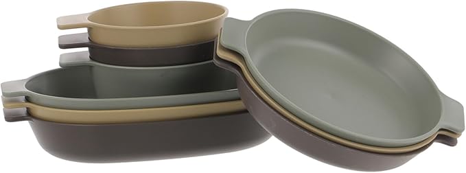 2sets Camping Plates Bowls Plastic Dinnerware Lids Decorative Outdoor Dishes for Patio Hiking Bbq