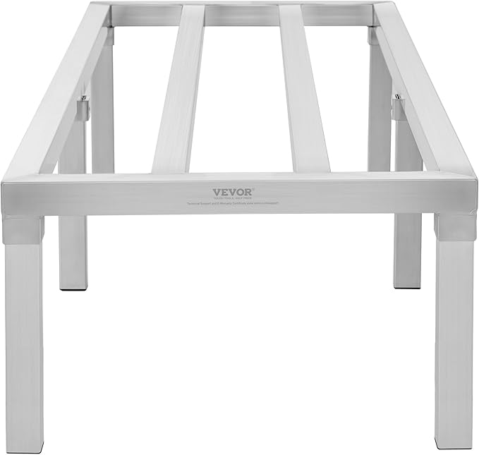 VEVOR Aluminum Dunnage Rack 60” x 20” Commercial Food Floor Rack 12” Off the Floor 1800 lbs Capacity All-Welded Aluminum Storage for Storage in Restaurants Kitchens Garages and Vehicles