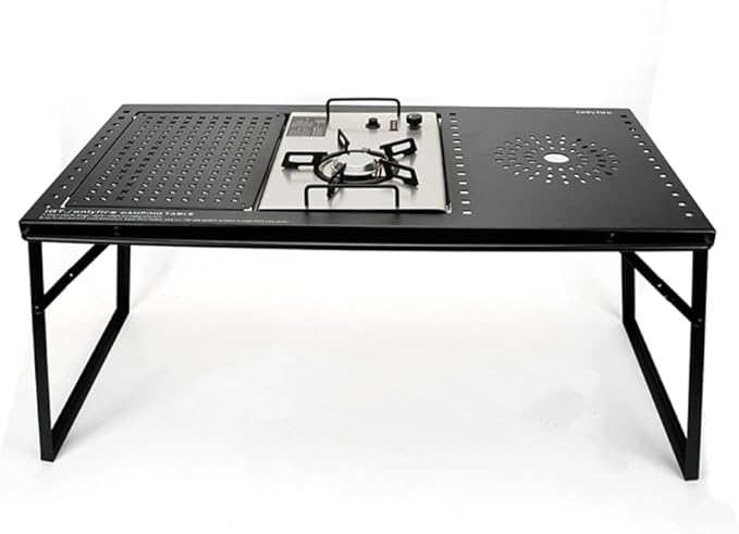 Onlyfire IGT Camping Table Kit with Propane Gas Stove and Carrying Case Portable Folding Camp Table IGT Unit Combination Combo for Picnic RV Car Trip Tailgating Patio Backyard GS337