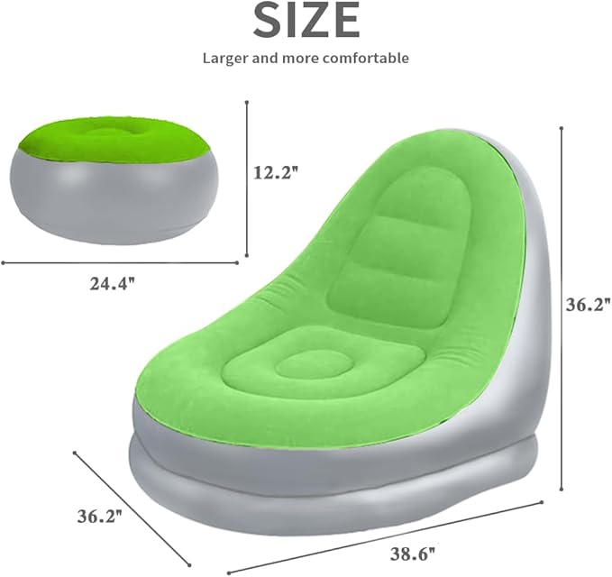 STARBRILLIANT Inflatable Deck Chair with Air Pump Lounger Sofa for Indoor Living Room Bedroom Outdoor Travel Camping Picnic Beach Chaise Lounges…