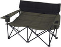 Outdoor Portable Foldable Double Folding Chair Beach Camping Picnic Lightweight Armchair(Black and Coffee)