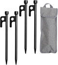 Camping Tent Stakes Steel Sand Pegs Set with 4 Heavy-Duty 25cm Metal Ground Stakes and Carry Bag for Outdoor Camping Beach and Wind-Resistant Tent Fixing Equipment