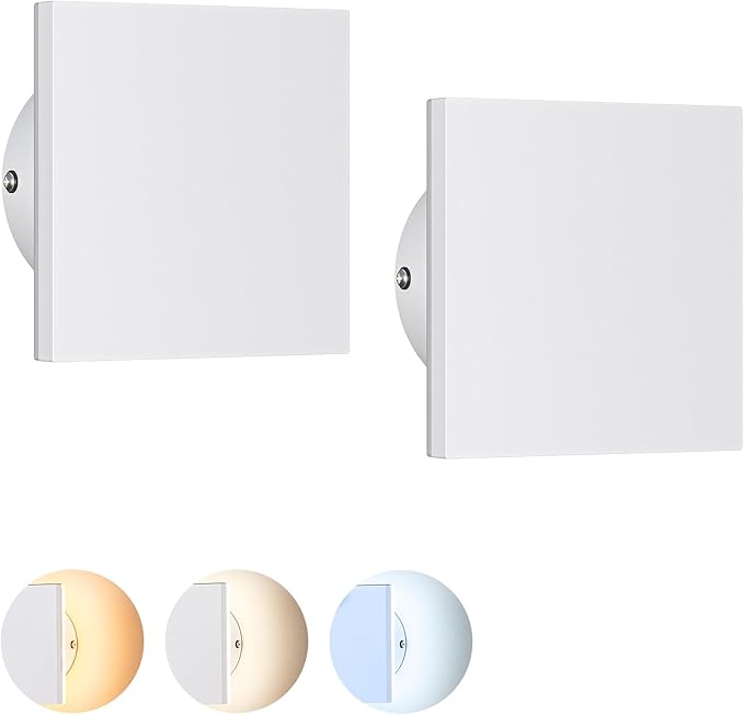 EDISHINE 2 Pack LED Outdoor Wall Lights Exterior/Interior 3000K-5000K Dimmable Wall Sconce Small Square Modern Exterior Lighting Fixtures IP65 Waterproof Aluminum Outside Porch Light White