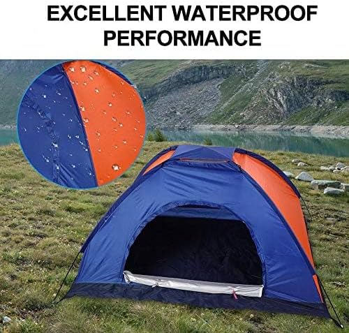 1 2 Person Three Defense Fabric Outdoor Tent for Camping Backpacking with Door and Window.(Blue+Orange)
