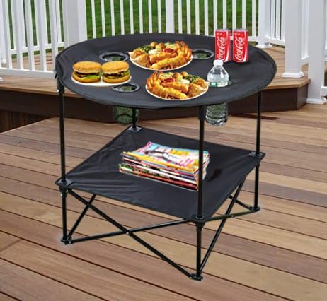 Eunicole Camping Table Portable Camping Side Table for Outdoor Picnic Beach Games Camp &amp Patio Tables Folding with Carry Case for Travel &amp Storage (Black) One Size (FT-Black)