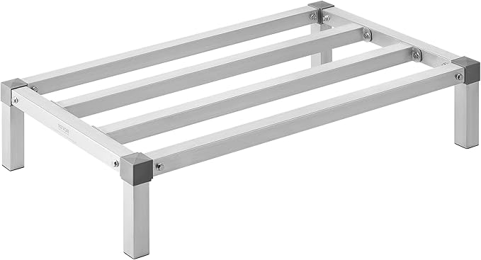 VEVOR Aluminum Dunnage Rack 36” x 20” Commercial Food Floor Rack 8” Off The Floor 1000 lbs Capacity All-Welded Aluminum Storage for Storage in Restaurants Kitchens Garages and Vehicles
