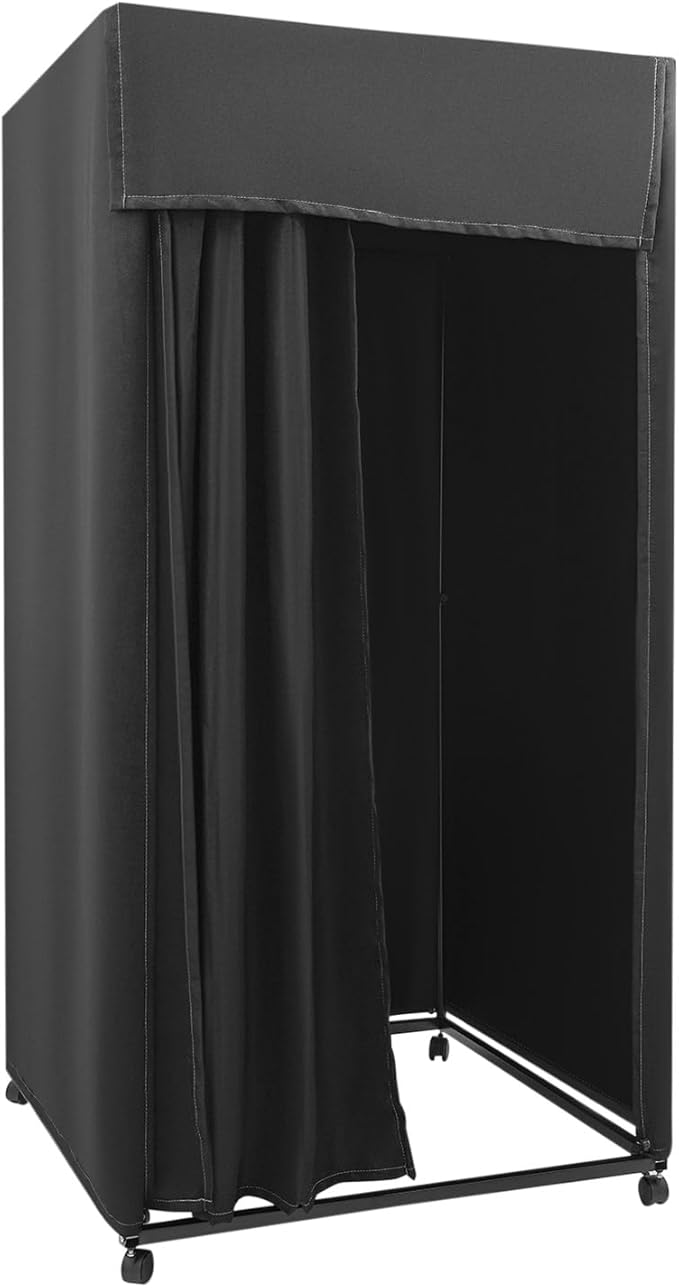 Clothing Store Fitting Room 39×39×78 inch Clothing Store Fitting Room with Shading Curtain Portable Temporary Mobile 95% Privacy Protection Dressing Room with Castors &amp Hanger (Black)