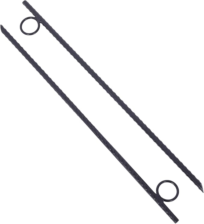 4 Pcs Heavy Duty Steel Rebar Ground Stakes 3/8 x 18 - Tent Canopy Stakes with Angled Ends &amp 1 Loops for Campsites Outdoor Use