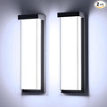 Sytmhoe LED Outdoor Wall Light Fixture16in Dimmable Modern Porch&ampPatio Wall Light Fixture6000K Black Exterior Sconce Light Mounted for House Garage Porch Courtyard(2Packs)