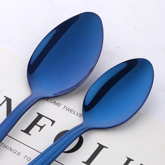 Buyer Star 20-Piece Blue Silverware Flatware Set Stainless Steel Travel Eating Utensil for Picnic Camping Service for 5 Dishwasher Safe