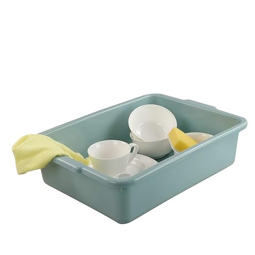 4 Pack Versatile Plastic Bus Box 8 L Small Commercial Bus Tubs 14.8 x 10.8 x 3.9