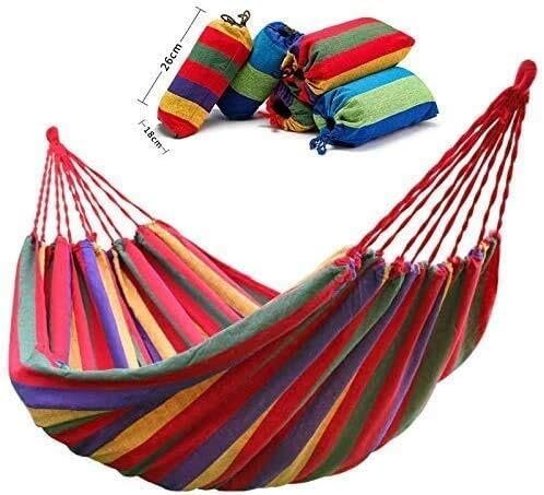 Portable Canvas Hammock – Outdoor Picnic Swing Chair Camping Hanging Bed Sturdy &amp Comfortable for Garden Balcony or Travel – 2-Person Capacity