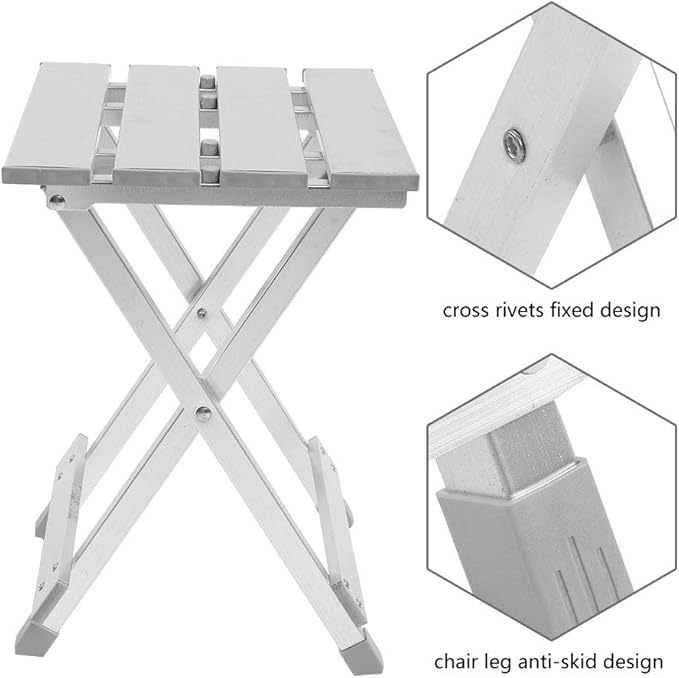 Folding Chair Portable Stainless Steel Fishing Camping Folded Seat No Accidents for Fishing and Camping Foldable Chair
