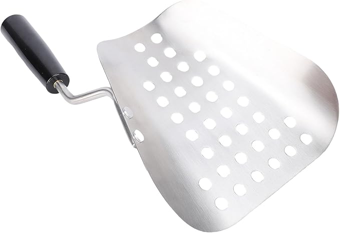 STAINLESS STEEL POPCORN SCOOP PERFORATED FRENCH FRY QUICK FILL TOOL EFFICIENT POPCORN TRANSFER FOR COMMERCIAL THEATERS RESTAURANTS CINEMAS 304 STAINLESS STEEL PLASTIC HANDLE