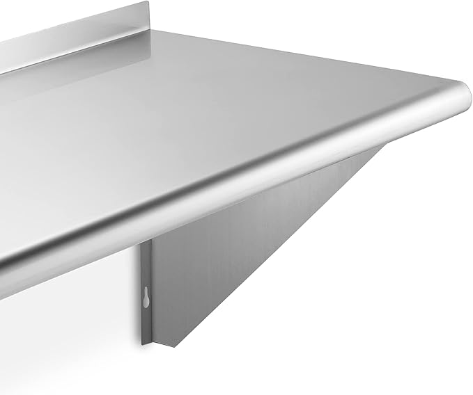 GRIDMANN 12 x 60 Stainless Steel Wall Mount Shelf with Backsplash Commercial Grade - NSF Certified 18 Gauge Shelving for Restaurant Kitchen Utility Room Garage