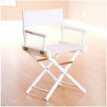 Director's Chair with Built-in Armrests and Foldable Design for Easy Storage Lightweight Durable Frame Perfect for Indoor or Outdoor Seating White Canvas/18 in White Frame