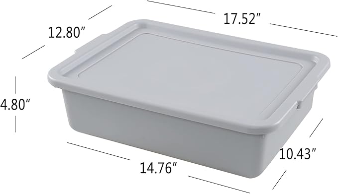 Wekioger 3 Pack Bus Tubs Commercial 13 L Meat Tubs with Lids Silver Grey