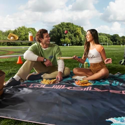 Quiksilver Sand-Free Beach Mat – Large Waterproof Outdoor Picnic Blanket Lightweight Foldable Mat for Beach Camping Park or Travel – Fits 4-6 People Quick-Dry Durable
