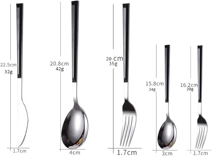 Cutlery Set 60 Piece Stainless Steel Cutlery Set Service for 12 Dishwasher Safe/Easy Care Highly Polished Camping Cutlery Set Black Handle