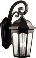 Kichler Courtyard 26.5 3 Light Outdoor Wall Light with Clear Seeded Glass in Rubbed Bronze