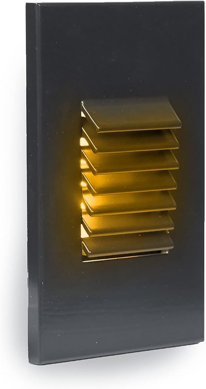 WAC Landscape Lighting LEDme 120V LED Vertical Louvered Indoor and Outdoor Step and Wall Light 3000K Built-in LED in Black