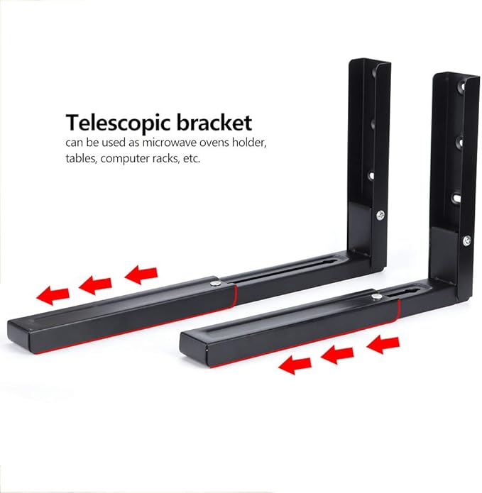 BRRNOO Microwave Shelf Microwave Wall Mount Wall Shelf Foldable Stretch Mounted Universal Stainless Steel Mount Bracket for All Microwaves