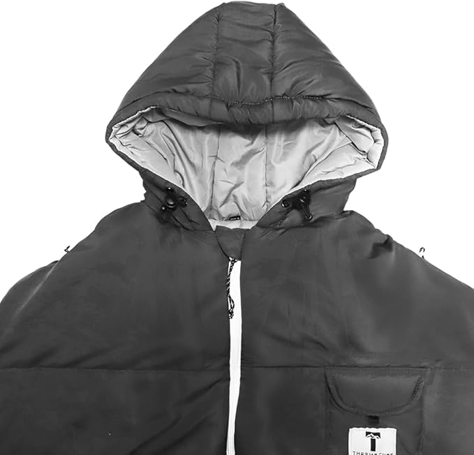 Thermotuff Wearable Sleeping Bag with Dual Hoodie Zippered Arm Holes Pockets &amp Adjustable Drawstring - Ideal for Camping Cold Weather Hiking and Stadium Sak Blanket