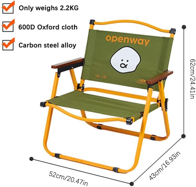 Folding Beach Chair for Adults Relax Camping Beach Chairs Foldable Armchair Lightweight Beach Chairs Supports 120 Kg for Beach Lawn ConcertGreen