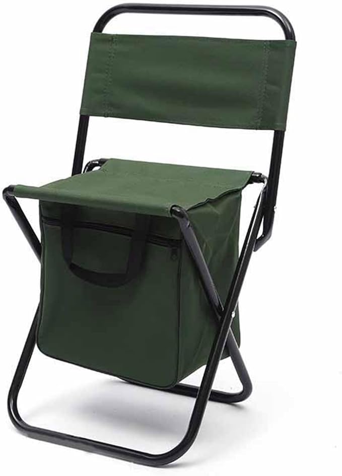 Folding Fishing Chair Portable Foldable Leisure Back Chair with Bag for Outdoor Camping Fishing Hiking Backpacking (Green)