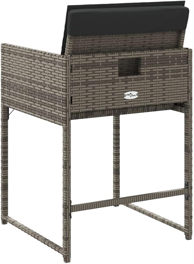 Patio Chairs with Cushions Set of 4 Gray Poly Rattan Outdoor Lounge Chairs Garden Furniture with Removable Cushions for Patio Garden Lawn and Outdoor Relaxation