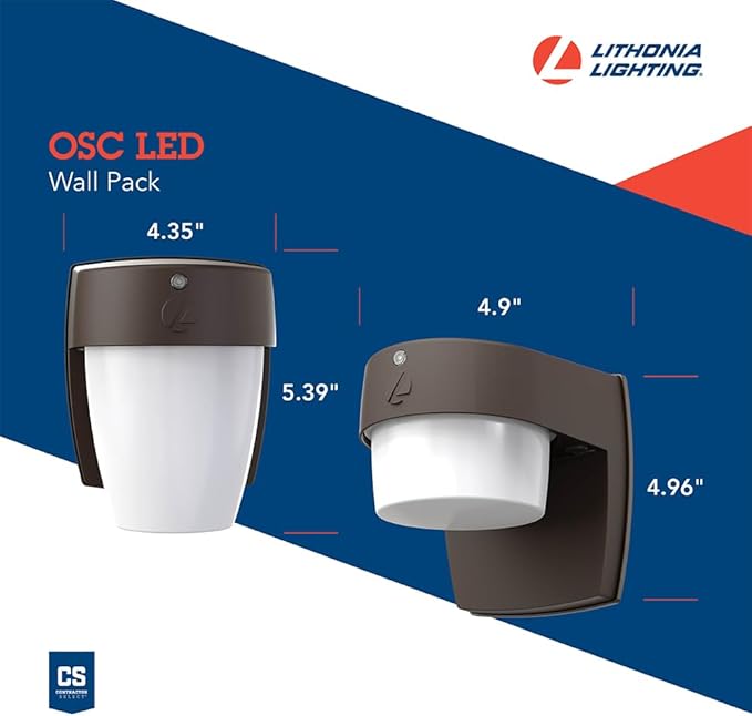 Lithonia Lighting LED Wall Pack Outdoor Light Fixture Wall Sconce for Doorways and Garages 3-in-1 Switchable White Light 3 Diffuser Options Dusk to Dawn Photocell 120V Bronze