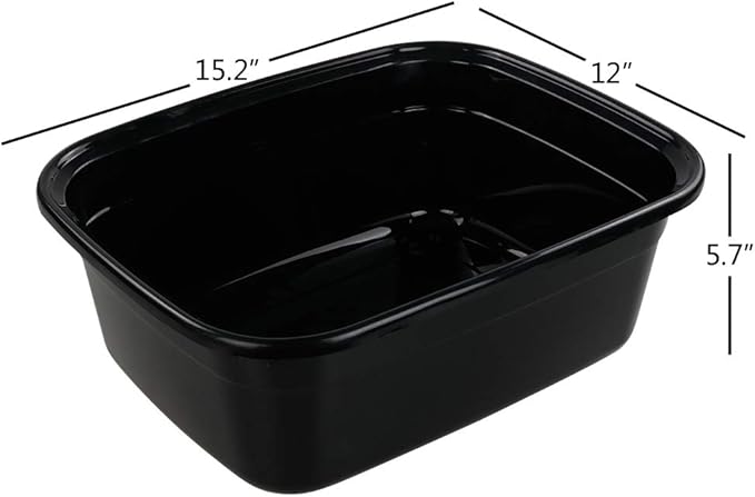 Wekioger Plastic Dish Pan 14 Quart Bus Tubs 4-Pack (Black)
