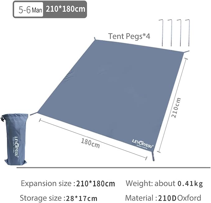 Tent Footprints Outdoor Camping Tent Floor Mat Moisture Proof Ground Sheet 210D Oxford Cloth Ultralight Waterproof Wear-Resistant Multi-Purpose Shading Trap with Tent Stakes
