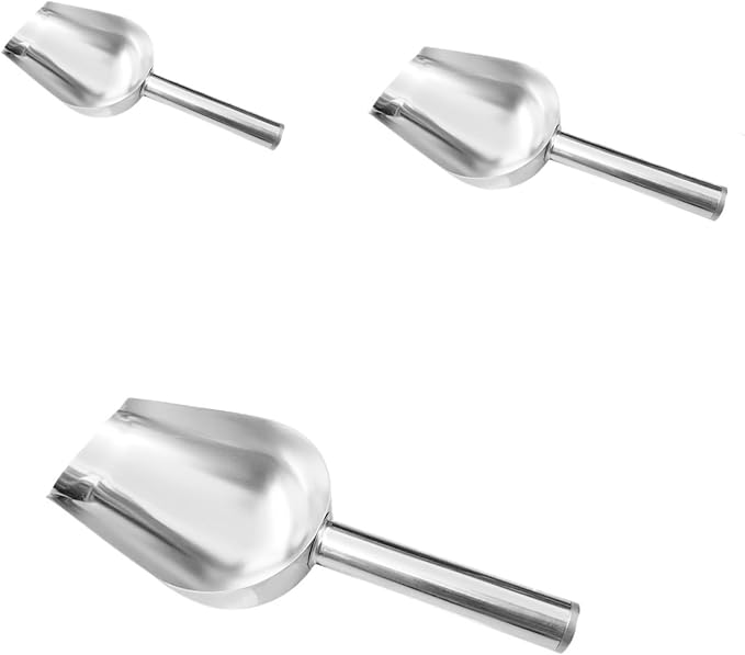 3PC Stainless Steel Scoop Set | Ice Shovel For Pet Grains | Multi-Use Commercial Kitchen Tool Rustproof