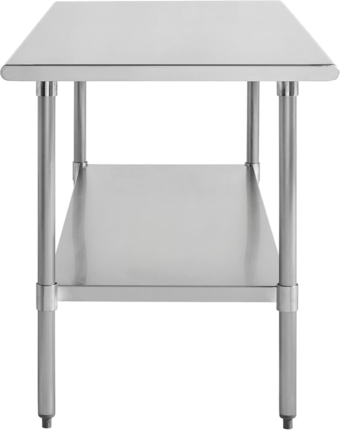 Kratos Stainless Steel Kitchen Prep Table 72x24 with Undershelf NSF Worktable for Restaurants - 18ga/430SS (28W-008)