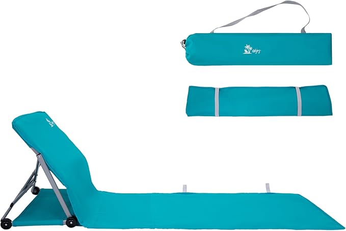 #WEJOY Beach Lounge Chair Collapse Folding Lightweight Mat Portable Ground Beach Chairs with Padded Seat &amp Stepless Adjustable Backrest for Beach Sand Outdoor