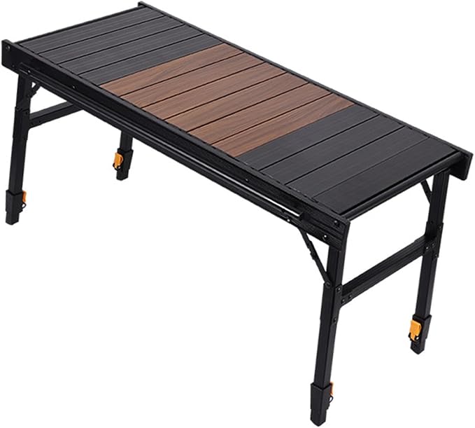 Outdoor Folding Table with Adjustable Legs Camp Table for Backyard Patio BBQ