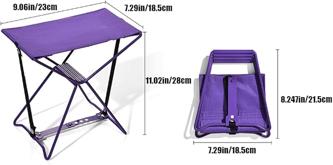 Outdoor Ultralight Chair Portable and Easy to Set Up Camping Chair Fishing Small Bench Suitable for Waiting in Line Walking Backpacking Travel Purple