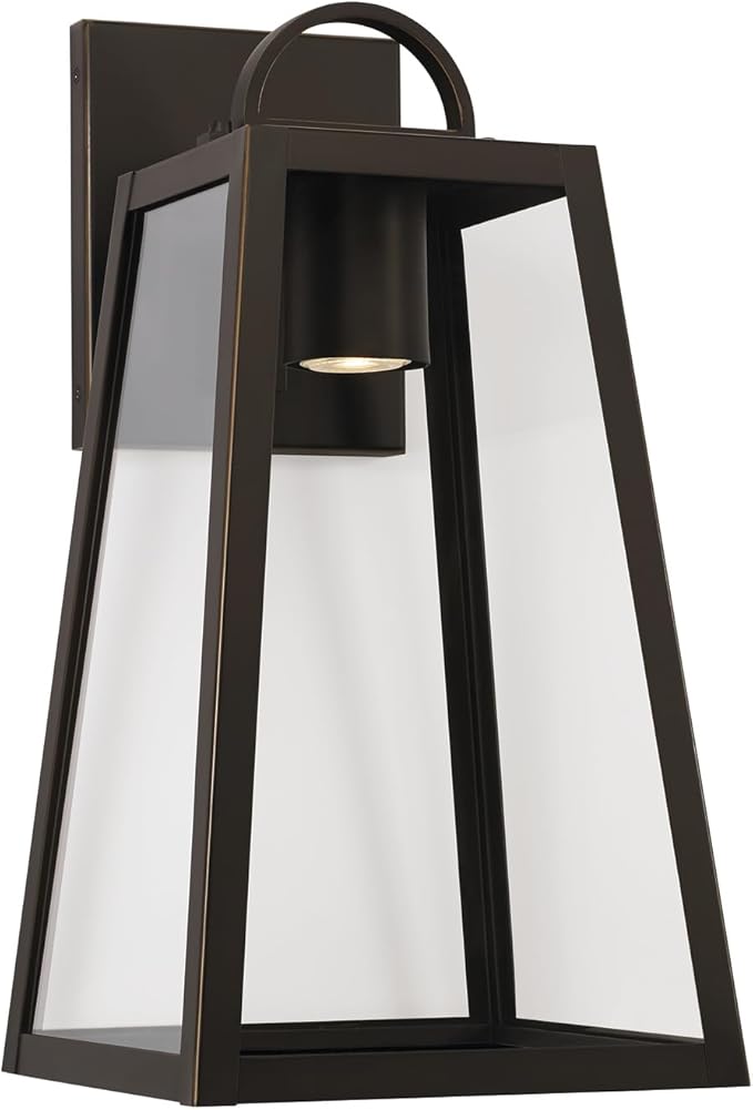 Capital Lighting 943712OZ-GL Leighton Night Sky Minimal Emissions Design Clear Glass Outdoor LED Wall Lantern 1-Light 7 Watt 20 H x 10 W Oiled Bronze