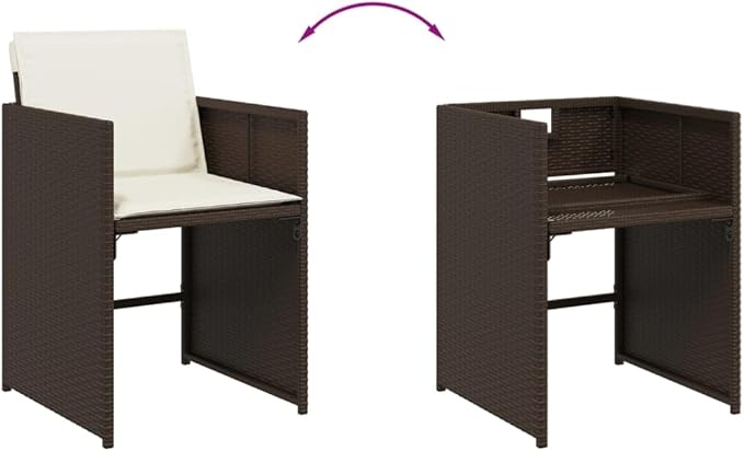Patio Chairs with Cushions 4 pcs Brown Poly Rattan Outdoor Furniture for Garden Lawn and Patio - Comfortable &amp Durable Garden Chairs with Removable Cushions and Foldable Backrest
