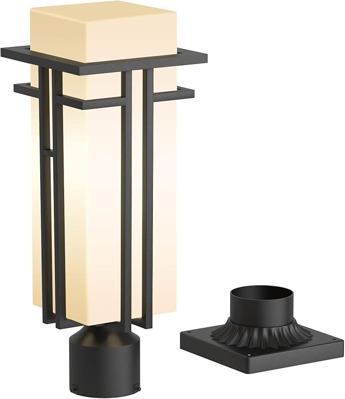 Outdoor Post Light Fixture - Aluminum Lamp Posts Outdoor Lighting Outdoor Lightpost Lantern with 3-Inch Pier Mount Base Outside Pole Lighting for Porch Garden (22''H 1 pc)