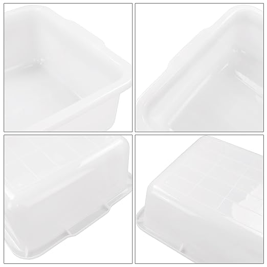 4 Packs 35 L Large Bus Tub Plastic Commercial Utility Bus Boxes Set White