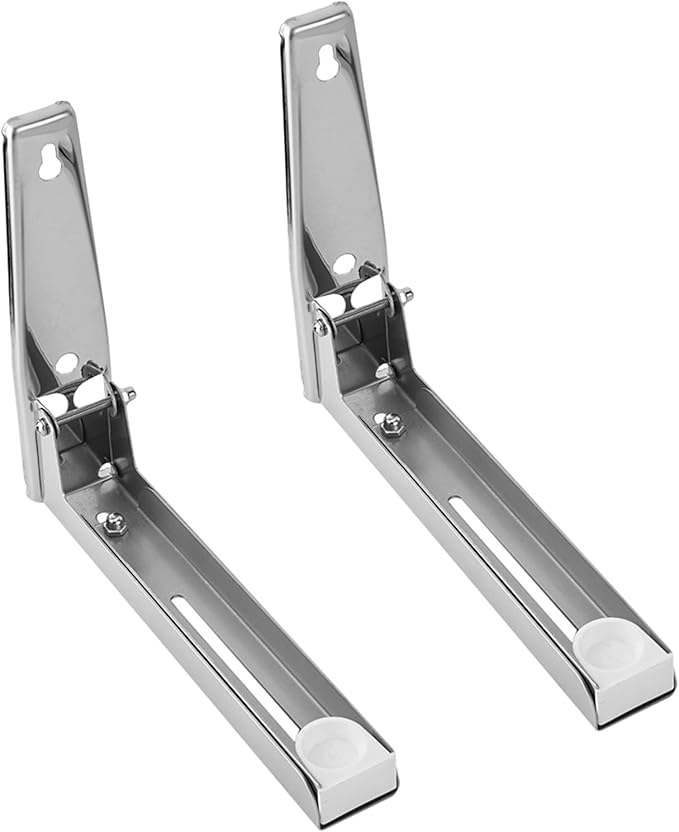 2x less Steel Oven Bracket Wall Mount Rack Shelf for Foldable Stretchable Shelf with White Pla Corners Load 77lbs for Space